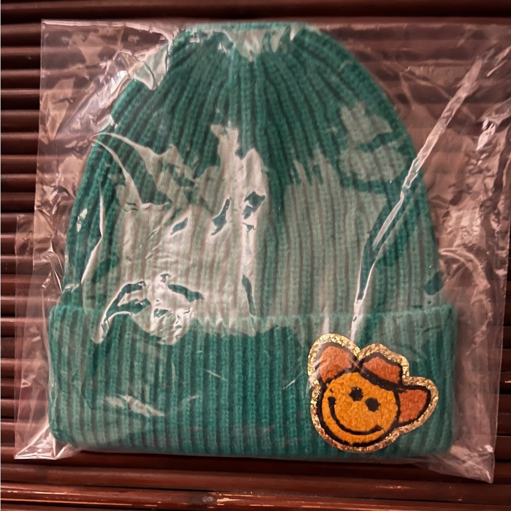 Kelly Green Cowboy Smiley Beanie NWT - (#0236)